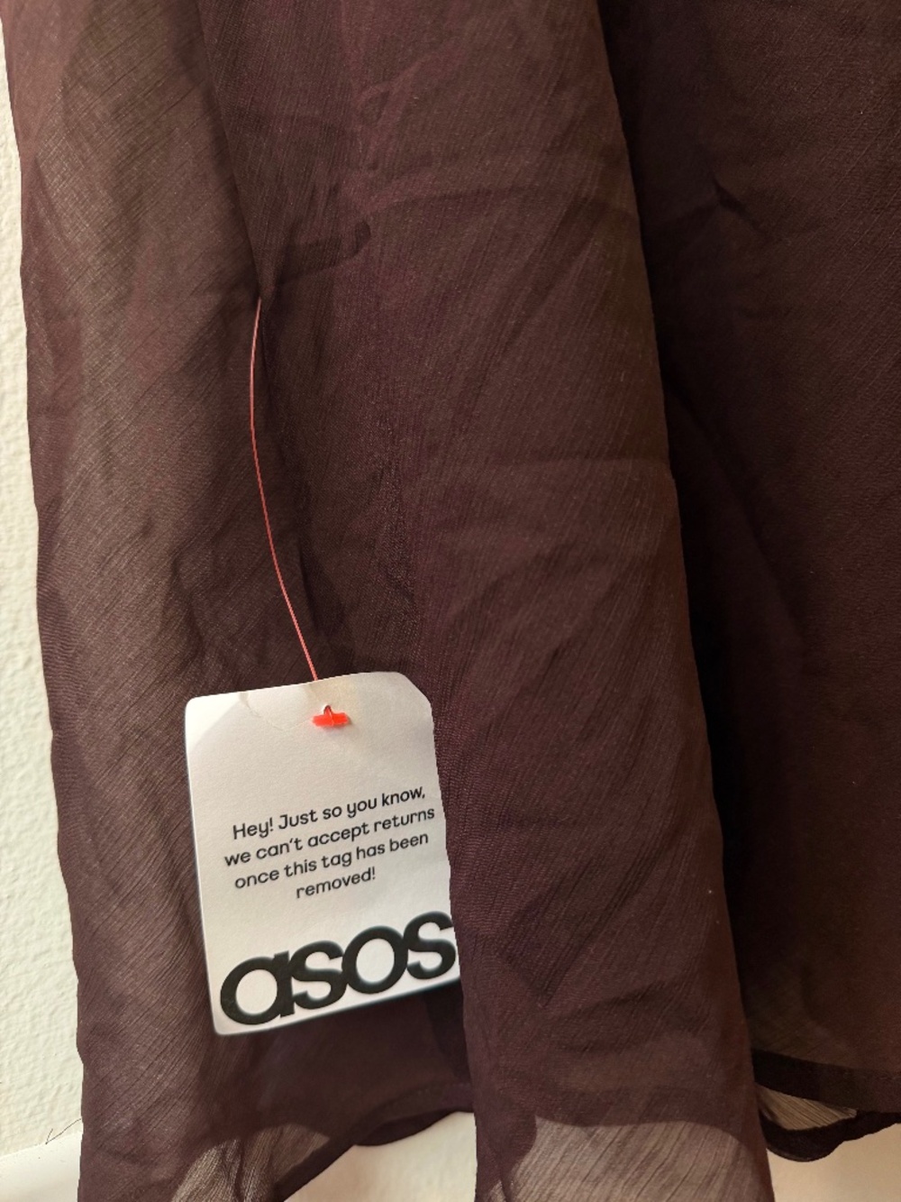 NWT ASOS DESIGN Sheer Chocolate Brown Midi Shirt Dress | Long Sleeve - Picture 10 of 10